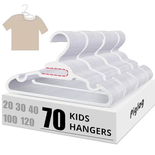 Baby & Kids Hangers, 70 PCS White Plastic Hangers for Toddlers & Children, 11.4" with Protect Collar