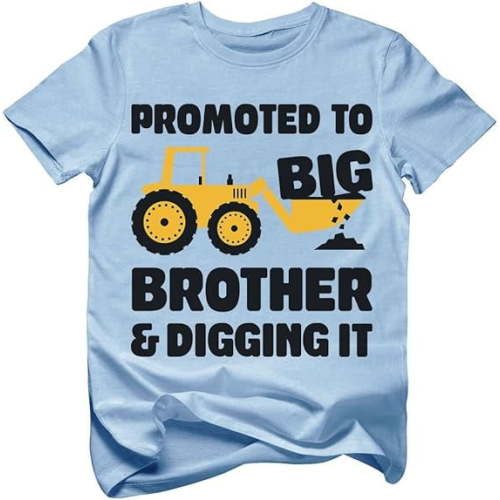 Tstars Toddler Boys Shirt Promoted to Big Brother Tractor T-Shirt - 4T California Blue