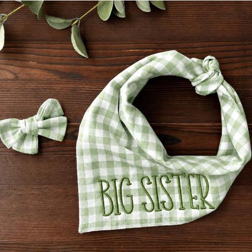 Personalized Big Sister Dog Bandana: Embroidered Pregnancy Announcement