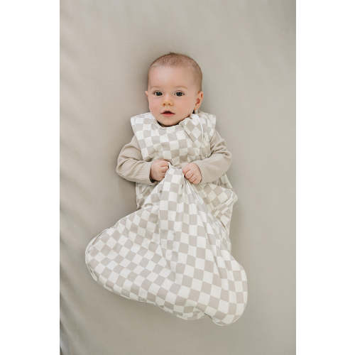 taupe checkered bamboo sleep sack