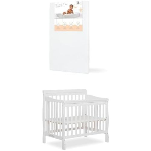 Bundle of Dream On Me Aden 4-in-1 Mini Crib & Holly 3” Portable Crib Mattress | Greenguard Gold Certified, Space-Saving Design, Adjustable Height, Waterproof Easy-Clean Cover