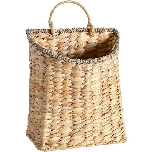 Woven Hanging Wall Basket, Rattan Wall Basket Planter, Front Door Hanger Basket Wreath for Plants,Outdoor Wicker Baskets for Wall,Door Baskets for Flowers Front Door Decor,8.6" D x 5.1" W x 11.6" H
