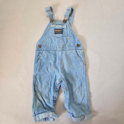 Vintage Oshkosh Textured Denim Overalls 12 months