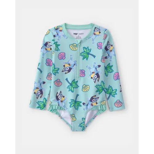Toddler Girl 1-Piece Bluey™ Rashguard Swimsuit - Blue | Carter's