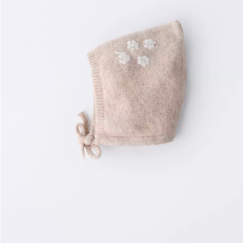 EMBROIDERED FLORAL KNIT BONNET - Light beige | ZARA United States