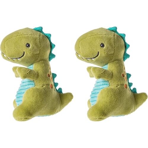 Mary Meyer Pebblesaurus Soft Toy Baby Rattle, 5-Inches, Green Dino (Pack of 2)