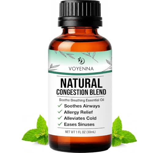 Essential Oil Breathe Blend for Diffuser, Humidifier, Aromatherapy & Rub with Peppermint & Eucalyptus Oils | for Headache, Allergy & Congestion