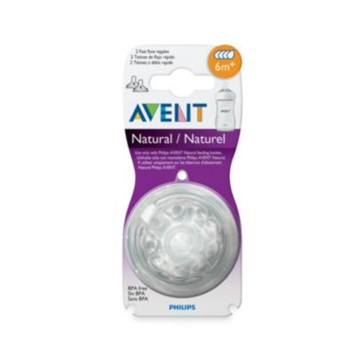 Philips Avent  6 Months+ 2-Pack Fast Flow Natural Nipples - CLEAR - 2 PACK