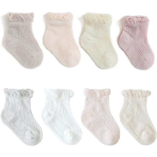Toddler Socks Boys and Girls 8 Pack Cotton Baby Socks Cute Wrinkled 0-6 Months¡­