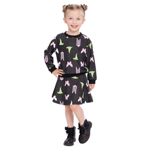 Wicked Toddler Girls Intarsia Graphic Sweater and Skirt Set, 2-Piece, Sizes 2T-5T