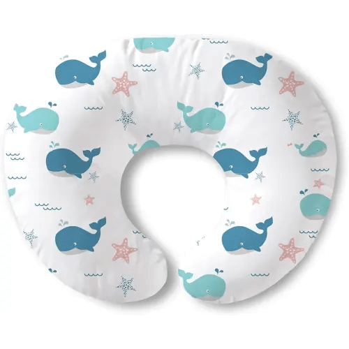 Plushii Nursing Pillow for Breastfeeding, Breathable Breast Feeding Pillow and Positioner with Removable Cover for More Support, Tummy Time and Bottle Feeding Support Pillow, Whale