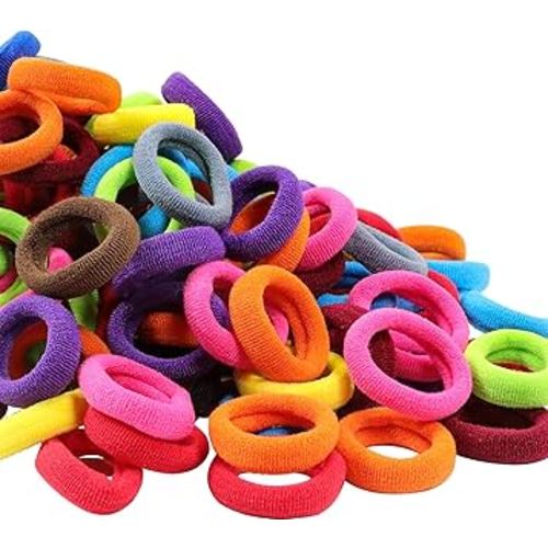 WillingTee 120 Pcs Baby Hair Ties, Cotton Toddler Hair Ties for Girls and Kids, Multicolor Small Seamless Hair Bands Elastic Ponytail Holders,Bright Color