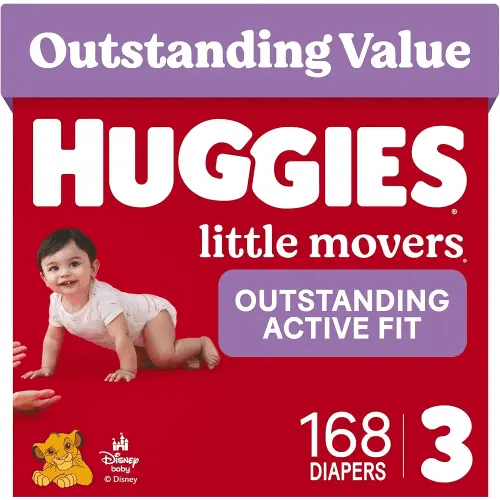 Huggies Little Movers Diapers Size 3, 168 Count (6 Packs of 28)