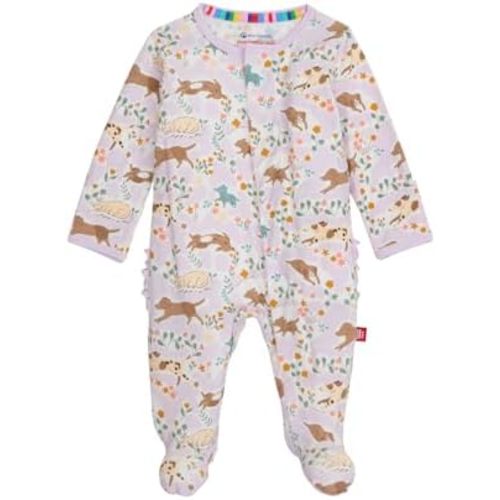 Magnetic Me Girls Modal Magnetic Baby Footie Pajamas | Silky Soft Modal Fabric | Baby Sleepers Available Sizes PRE - 24M
