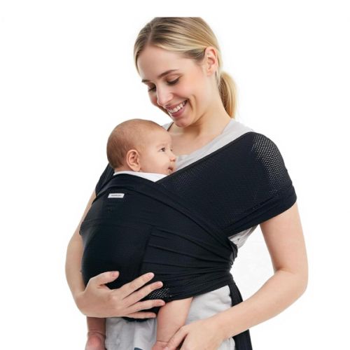 Momcozy Baby Carrier AirMesh - The Perfect Summer Water Sling for Newborns to Toddler 8-35 lbs - Cooling, Breathable and Lightweight Baby Wrap, Nice for Summer, Pool, Beach, Swimming, Black