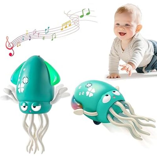 MAOLYOZ Interactive Dancing Octopus Toy for Baby – Light-Up Musical Baby Crawler, Tummy Time Toys, Music Sensory Birthday Gifts for Kids (Green)