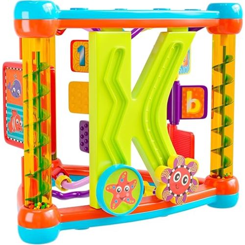 Lollipop Interactive Toddler Activity Triangle - Montessori Toys for Toddlers - Activity Cube for Play and Learning Educational Busy Cube with Shapes, Colors, and Spinners