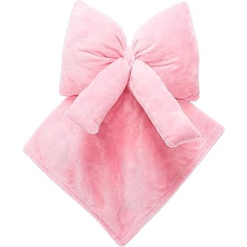 Breling Pink Coquette Bow Security Blanket Soft Baby Fluffy Blanket Unisex Stuffed Gift for Newborn Infant Toddler Boys and Girls, 13. 78 Inch