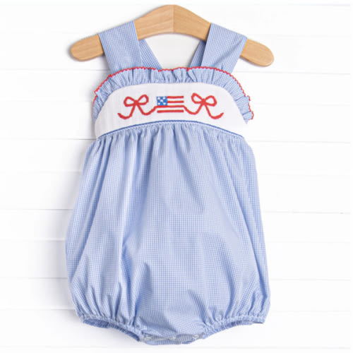 Brave Bows Smocked Bubble, Blue – Stitchy Fish