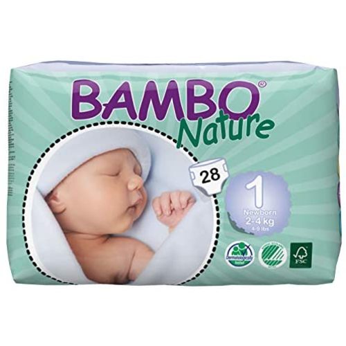 Bambo Nature Baby Diapers Classic, Size 1 (4-9 lbs), 28 Count