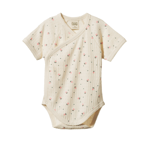 Pointelle Short Sleeve Kimono Bodysuit