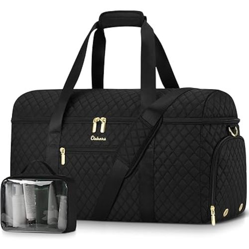 Travel Bags for Women Large weekender Duffle Bag with Shoe Compartment Wide Open Overnight Hospital Bag For Women Labor Delivery Carry on Bag Personal Item Travel Bag with Wet Pocket Black
