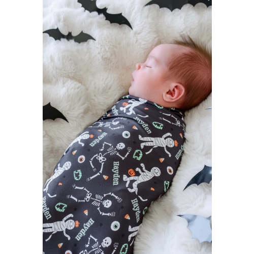 Personalized Halloween Swaddle Blanket in Eye Want Candy | Caden Lane