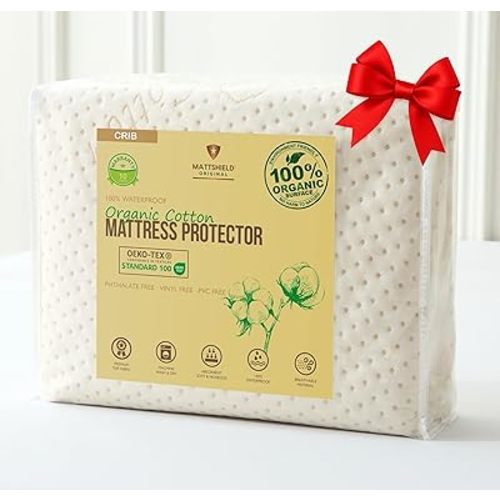 Crib Luxury Organic Cotton Mattress Protector - Skin Friendly, Waterproof, Breathable & Absorbent Crib Mattress Pad - Premium Protector for Baby and Toddler Beds - Fitted for Standard Baby Crib Size