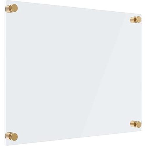 MaxGear Acrylic Dry Erase Board 16"x12" – Wall Mounted Frameless Whiteboard with Marker Holder, Markers & Eraser, Floating Non-Magnetic Writing Board for Office, School, Home, or Restaurant