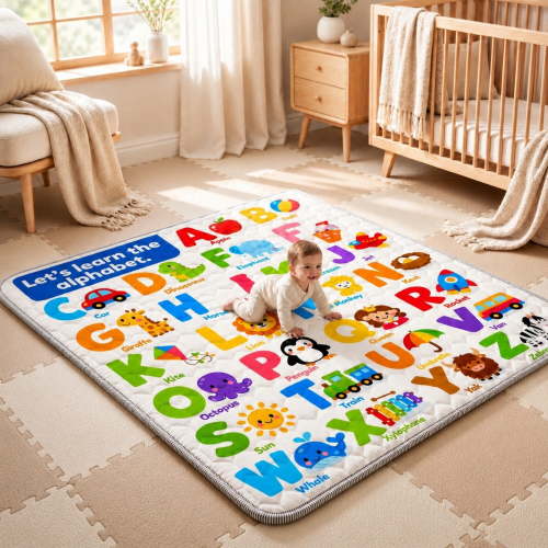 Easy4Home Large Baby Play Mat for Infants & Toddlers, 50"x50" Crawling Mat, Foldable Non-Slip Floor Playmat