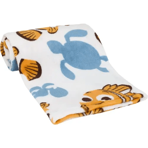 Disney Finding Nemo Orange, Aqua & White Crush & Squirt Turtle Super Soft Baby Blanket, Orange, Aqua, White , 30x36 Inch (Pack of 1)