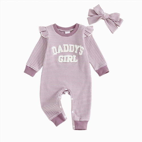 CAICJ98 Baby Girl Fall Winter Clothes Newborn Going Coming Home Outfit Ruffle Sweater Romper Cute Knitted Jumpsuit for Baby Girl (Purple,3-6 Months)