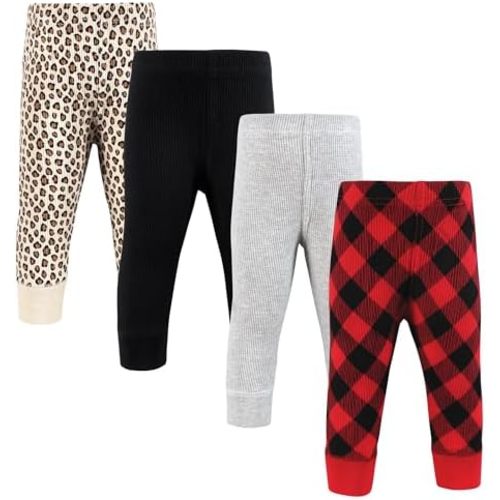 Hudson Baby Unisex Baby Thermal Tapered Ankle Pants 4pk, Acorn Botanical