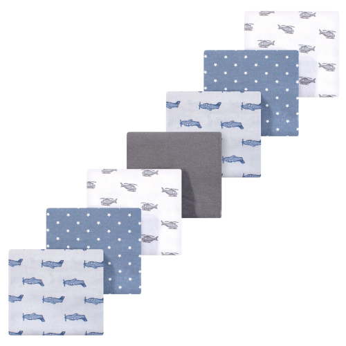 Luvable Friends Hudson Baby Flannel Receiving Blankets 7pk, Helicopter