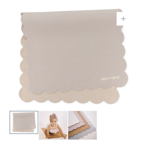 Vegan Leather Changing Mat | Grey Scallop – Ava & Oliver