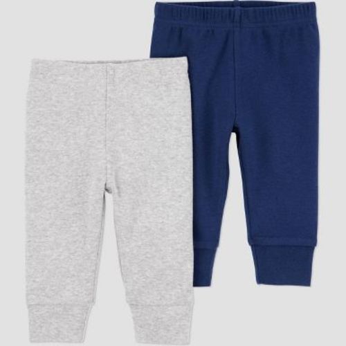 Carter's Just One You®️ Baby Boys' 2pk Pants - Gray/Navy Blue Newborn: Slim Fit, Full Waistband Elastic, Pull-On Style