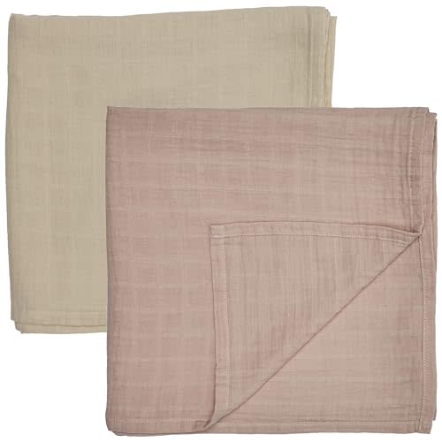 Huxie Swaddle - 100% Organic Cotton - Muslin Swaddle Blankets for Newborn, 47" x 47" 2-Pack (Fog/Blush)