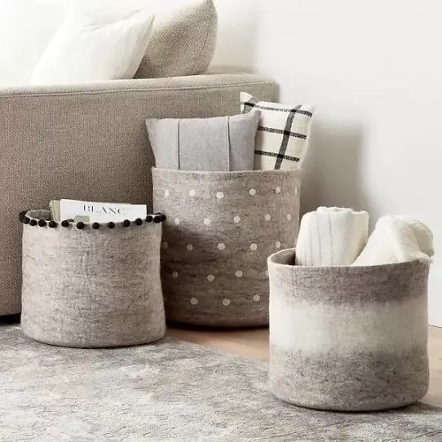 Joyful Felt Bins - ombre, grey & white