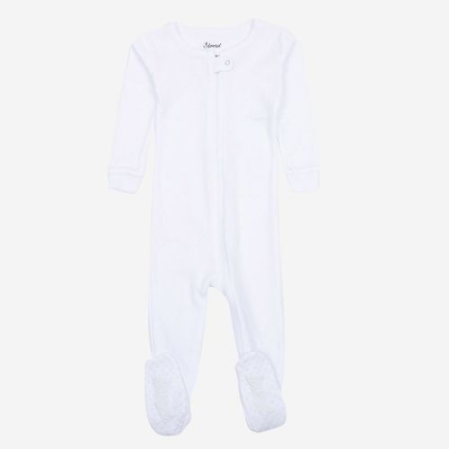Leveret Footed Cotton Pajamas Solid White 3-6 Month