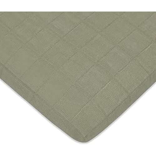Babyletto Muslin Baby Bassinet Sheets for Girls & Boys - GOTS Certified Breathable Organic Cotton Cover, 360° Fitted, Soft, Gentle & Cozy Rectangle Bedside Bassinet Sheets - Matcha Green