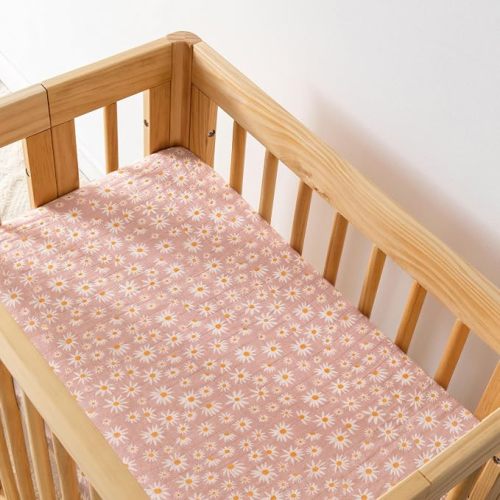 Babyletto Muslin Baby Bassinet Sheets for Girls & Boys in Daisy