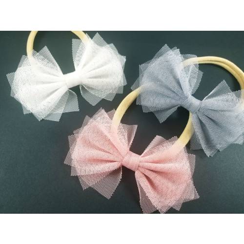 4.5,"Tulle Bow Clip, Tulle Bow Headband, Tulle Bow, Tulle Headband, Baby Headband, Pink tulle headband, White Tulle Headband