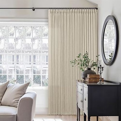 Neutral Linen Pinch Pleated Curtains 84 Inches Long 2 Panels for Living Room Bedroom Memory Training Shaped Semi Sheer Beige Oatmeal Pleat Drapes with Hooks Rings Light Filtering Window Curtain 40x84