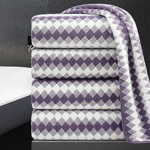 4 Piece Extra Large Bath Towel Set Oversized Bath Sheet 35"x70" Bathroom Towel Set Soft Highly Absorbent & Quick Dry Premium Bath Towel for Bathroom 600GSM Shower Towel Spa Gym Hotel,Plum