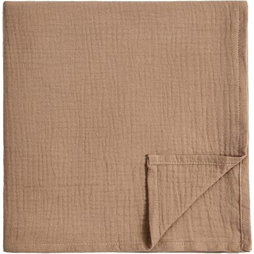 Meracorallo Muslin Swaddle Blanket, 100% Organic Cotton Receiving Blanket Soft and Breathable Swaddle Wrap for Baby Boys and Girls, Tan
