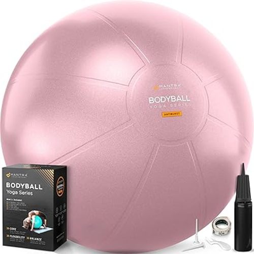 Exercise Ball – Yoga Ball for Pilates & Fitness - Birthing for Pregnancy, Stability, Core, Balance, Therapy for Physical Rehab, Workout for Home Gym & Office Chair, Fast Pump Included