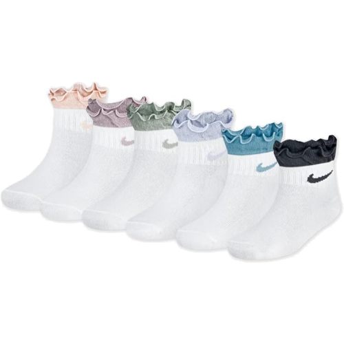 Nike girls 6-pack Ruffle Ankle Sock (Toddler/Little Kid/Big Kid)