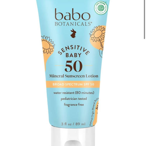 Babo Botanicals Sensitive Baby Mineral Sunscreen Lotion SPF50 - Natural Zinc Oxide - Face & Body - Fragrance-Free - Water-Resistant - EWG Verified - Vegan - Extra Sensitive Skin - For Babies & Kids