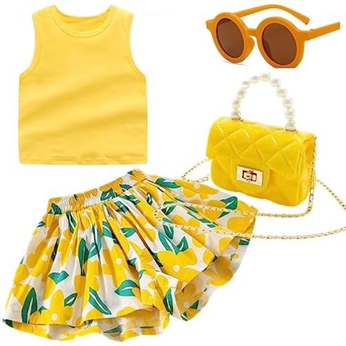 Deerhobbes Design your own Girls' Short Sets - Trendy and Comfortable Summer Outfits for Girls Fashionable Clothing Sets 4pc