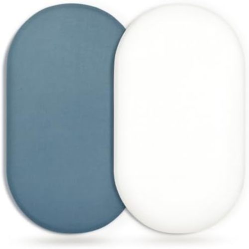Stretchy Ultra Soft Fitted Bassinet Sheet 2 Pack, Universal Fit for Bassinets Baby Cradle Moses Basket Oval Rectangle Mattress Safe and Snug, Jersey Bassinet Sheets for Girls, Navy/White